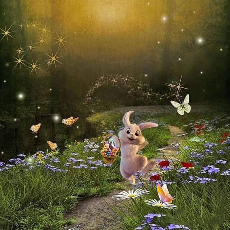 5d Diamond Painting Rhinestones Embroidery Happy Forest Bunny Diamond Art Wall Arts Decor 30x30CM