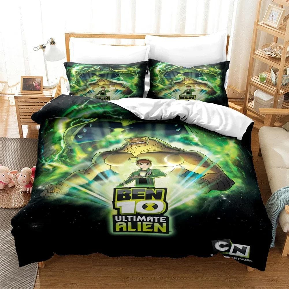 3D Cartoon Ben10 Duvet Cover with Pillow Cover Bedding Set Single Double Twin Full Queen King Size Bed Set for Home Textiles 70x133cm 2pcs