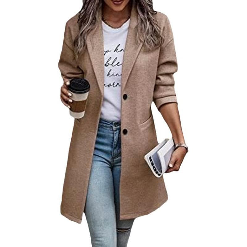 Autumn and winter long large size woolen women's coat woolen coat XL