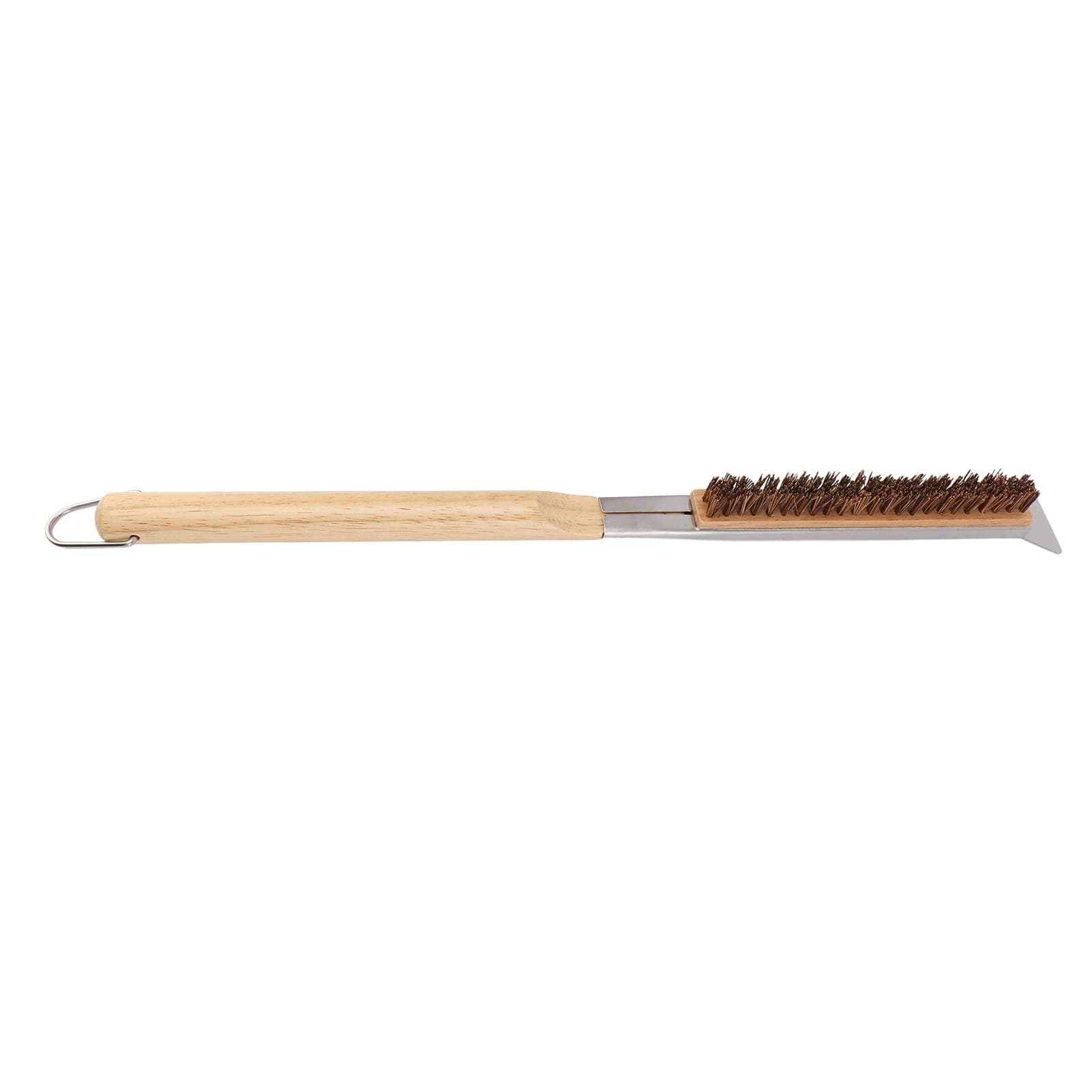 Pizza Oven Brush with Scraper Detachable Wooden Handle Coconut Fiber Pizza Stone Cleaning Brush for