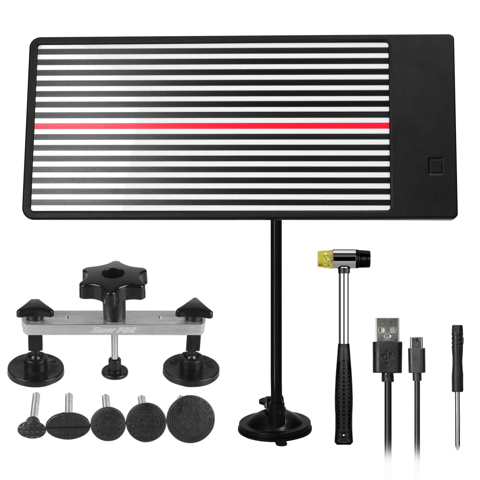 Car LED Stripe Line Board Acrylic Paintless Dent Repairing Tool 3 Different Brightness Reflector black
