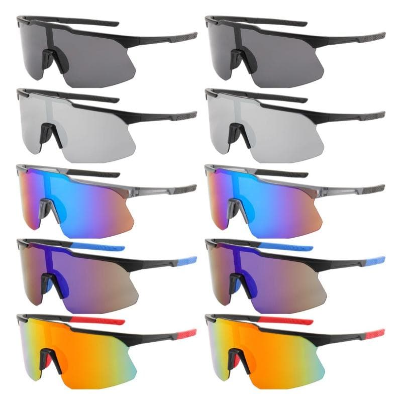 10PCS Windproof Cycling Motorcycle Sunglasses for Men Women Outdoor Sports with Large Sunshade Frame