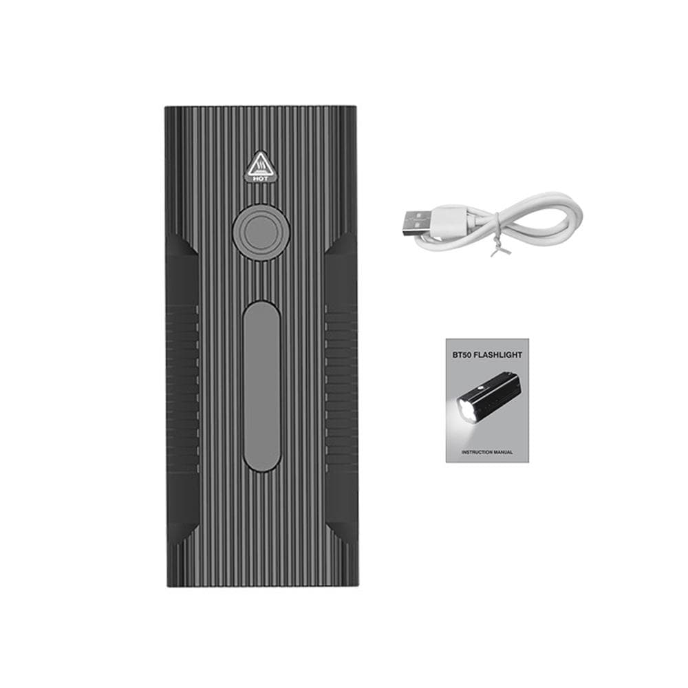 Outdoor Emergency Flashlight Portable Cycling Light USB Rechargeable High Power Light Waterproof black