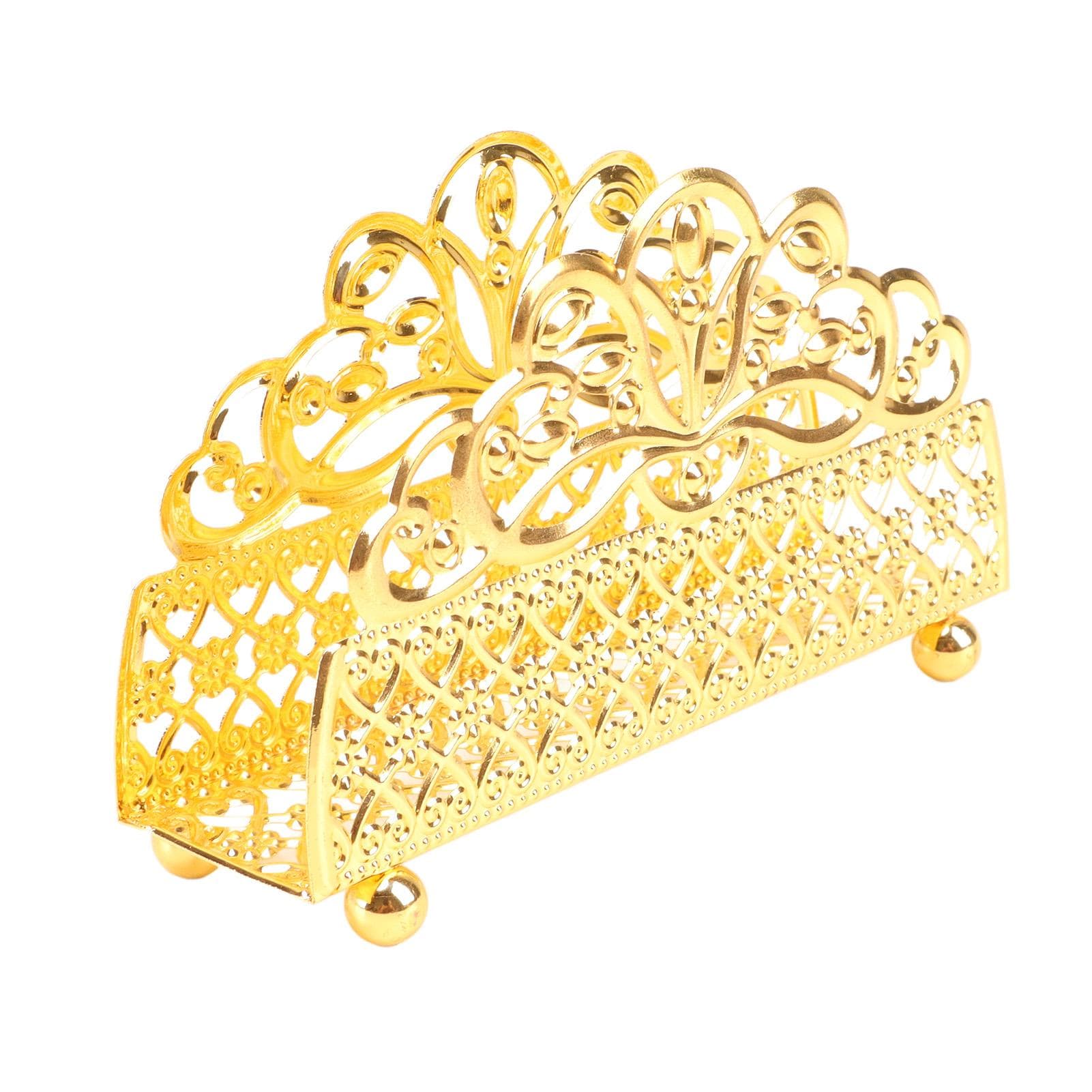 Golden Napkin Holder Iron Decorative Vintage Paper Towel Dispenser Table Decor for Living Rooms