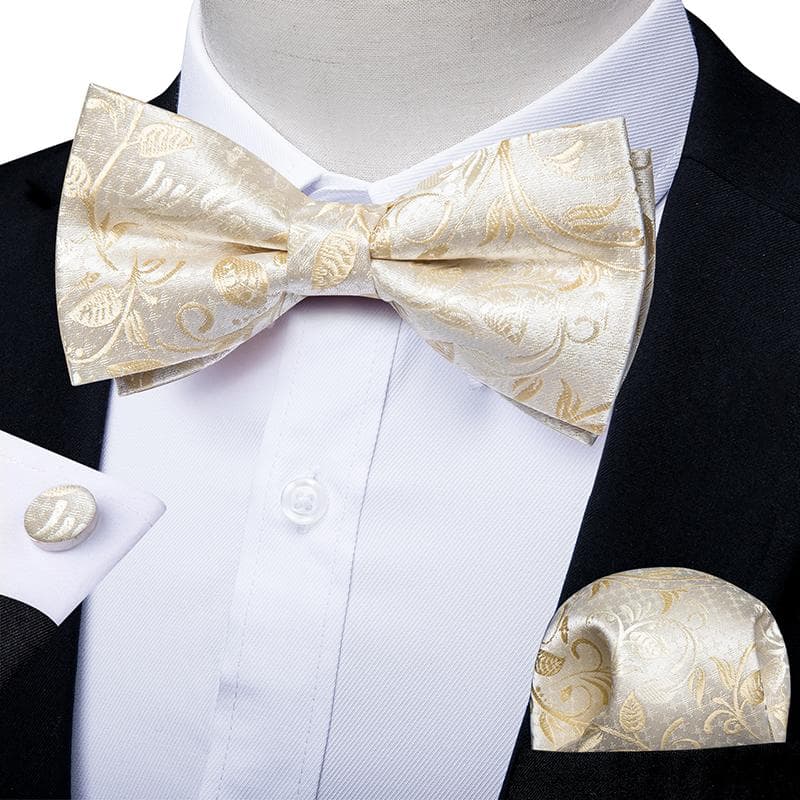 DiBanGu Classic Pre-tied Bow Tie Set for Men Silk Purple Adjustable Hanky Cufflinks Set for Wedding Formal Suit 0153