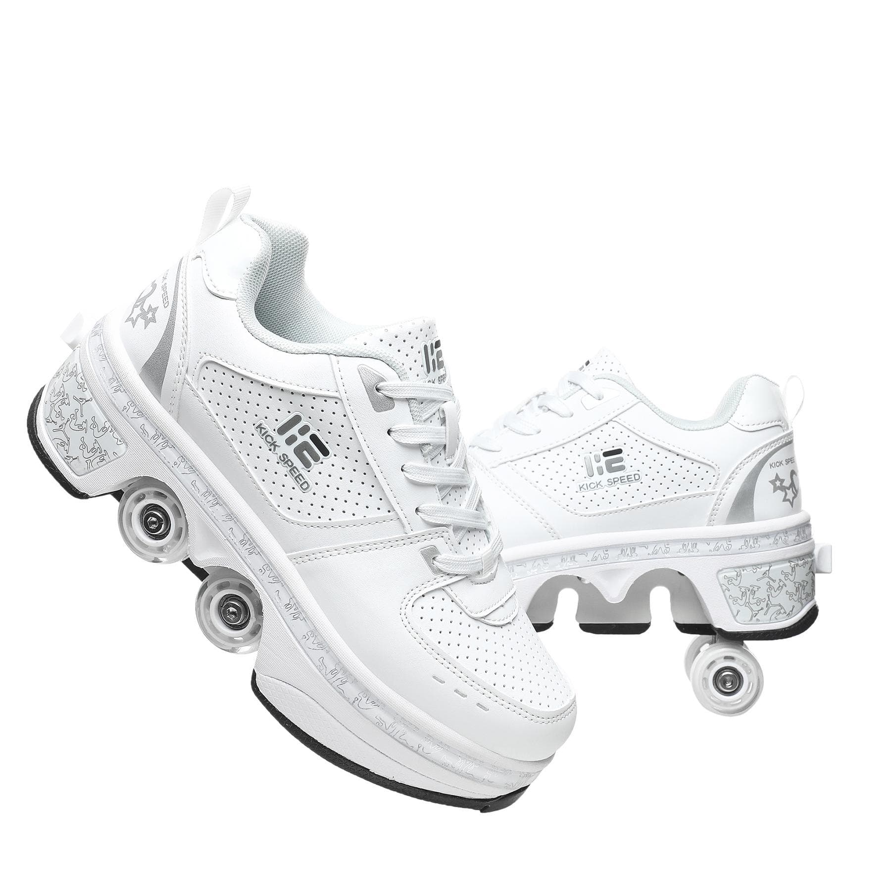 Four Walking Shoes Invisible Wheel Skates Children Wheel Shoes Deformed Shoes Breathing Light Roller Skates Double Row Dry 35