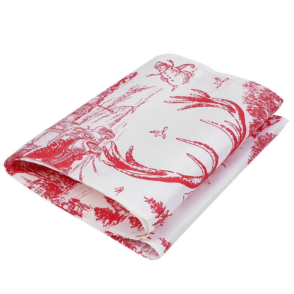 Christmas Table Runner Red Deer Pattern Fabric Printing Desk Decoration Tablecloth