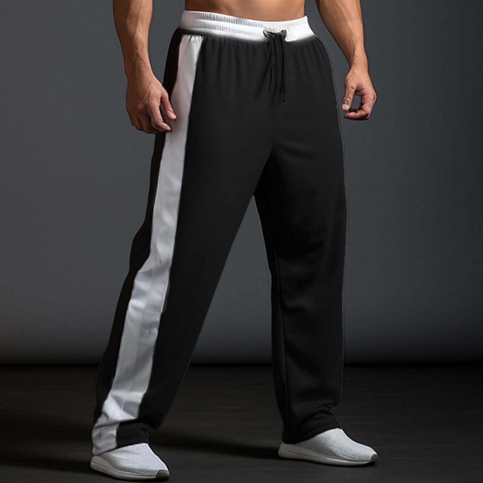 Men's Jogging Rope Sports Color Matching Hip Hop Running Pants XXL black