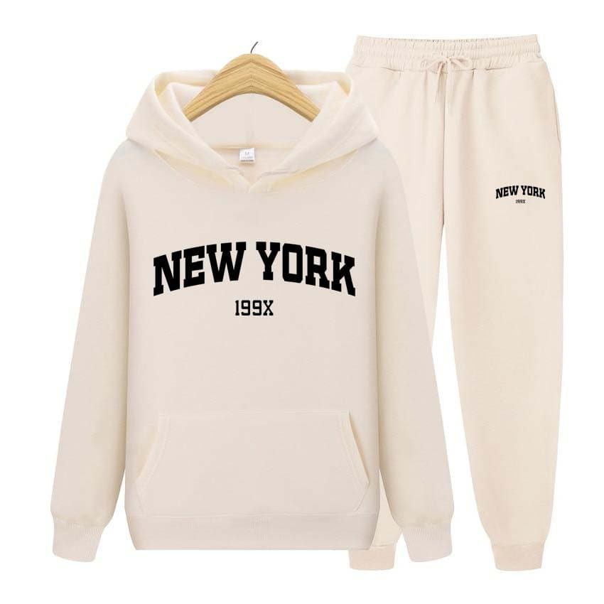 Tracksuit 2 Pieces Set 199X New York Print Sweatshirt Hoodies Sweatshirt+Pants Suit Hoodie Sportswear Jogging Men's Sets 3XL