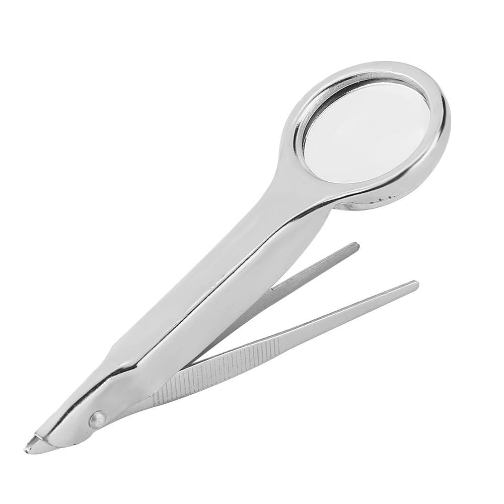Portable Stainless Steel Multi functional Tweezer with 10X Magnifier Magnifying Glass