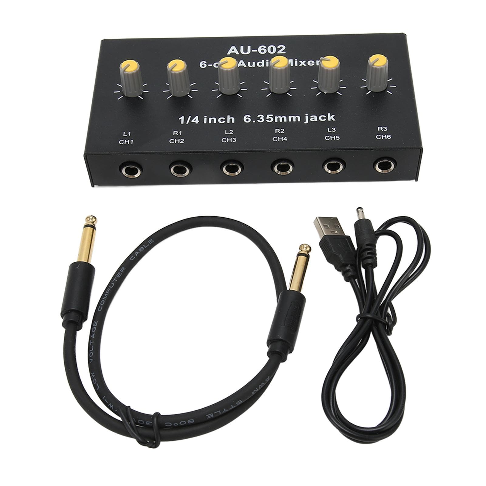 Mini Sound Mixer 6 Mono Channel 3 Stereo Channel Low Noise 6.5mm Input Output Line Mixer for Mic