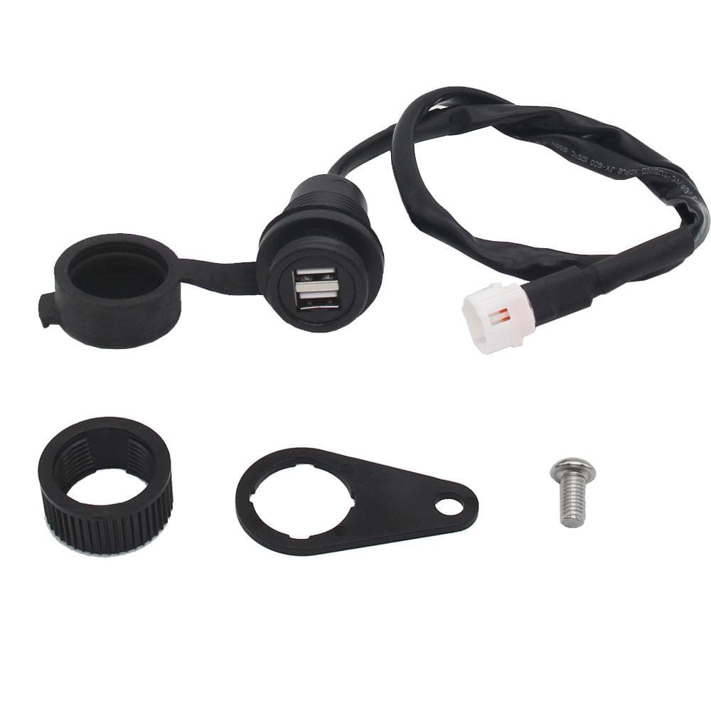 Motorcycle USB Charging Socket Modified USB Chargers Adapter with Dual 5V2A Port Waterproof Cover black