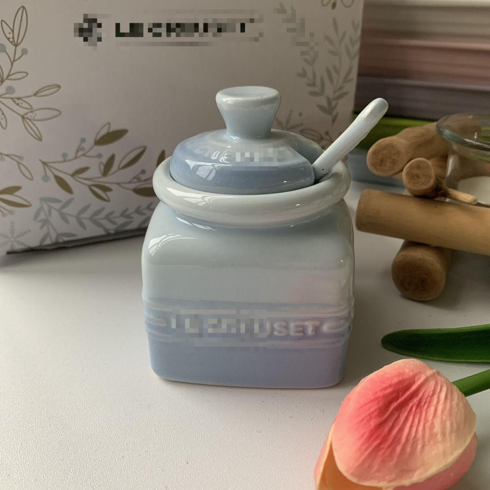 French Seasoning Salt Can Set Kitchen Ceramic Jars Gradual Change Color Household Seasoning Box Bottles with Spoon