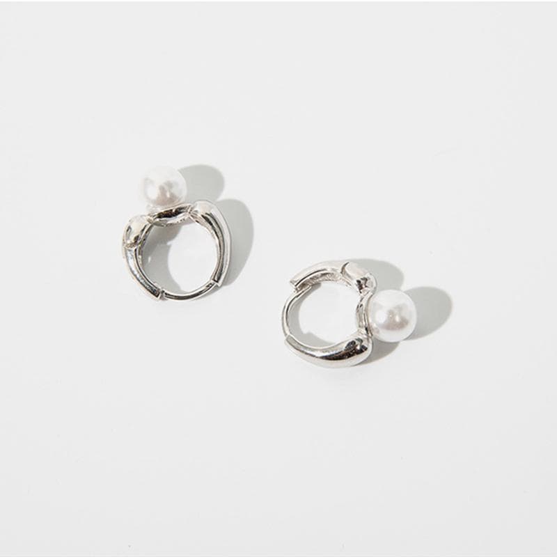 Simple Simulation Pearl Ear Hoop Earrings For Women Fashion Elegant Earrings Jewelry Gifts silver