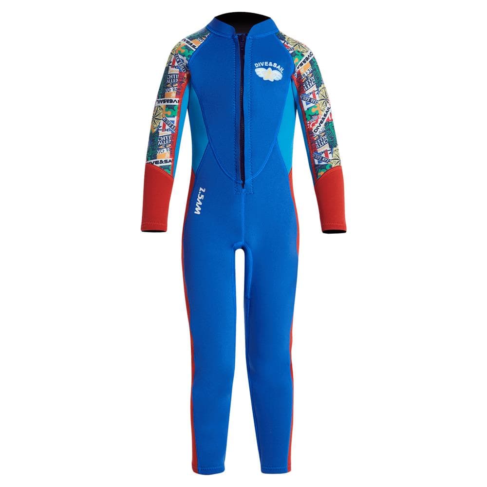 Boys 2.5mm Neoprene Keep Warm Wetsuit UV Protection Swimsuits Kids Long Sleeves Diving Suits S