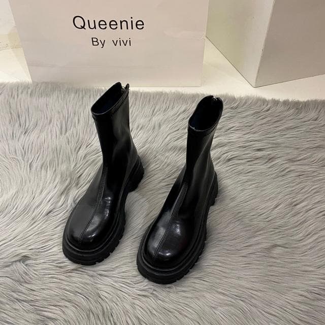 Platform Shoes Women Boots Round Toe Zipper Spring Autumn Fashion Ankle Female Chelsea Boots 38