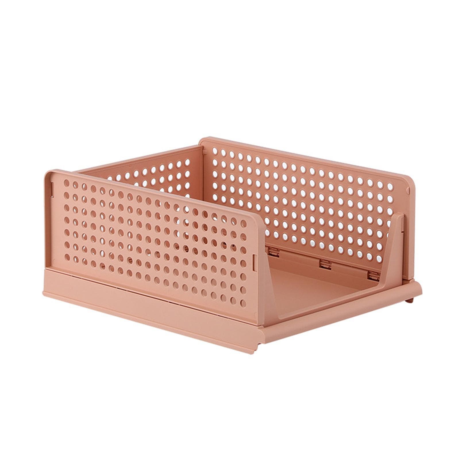 Stackable Storage Basket Plastic Large Open Drawer Wardrobe Cloth Container for Bedroom Living Room pink