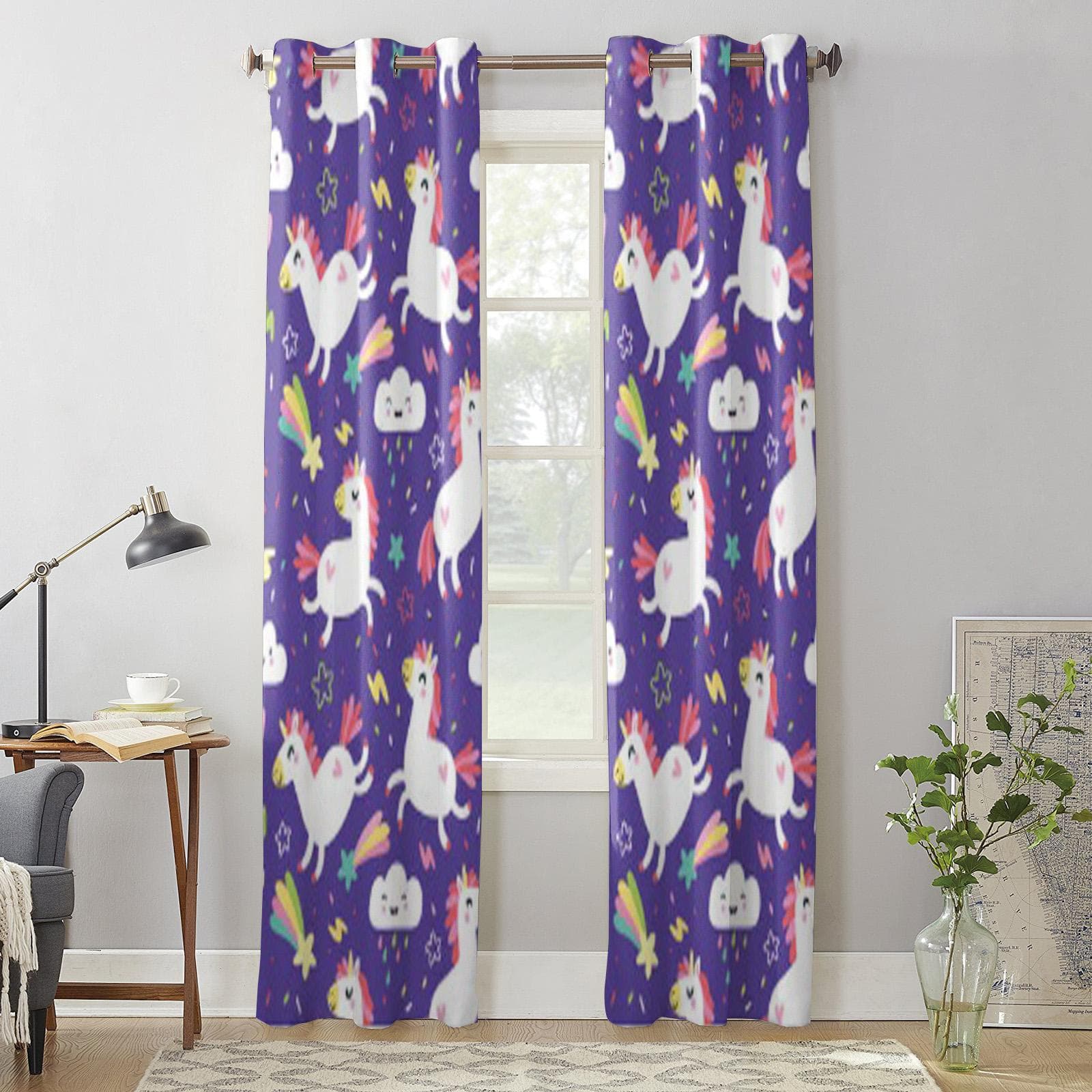 Cartoon Cute Unicorn Luxury Window Curtain for Living Room Bedroom Home Decor Kitchen for Window Drapes 135W x 60H(cm) x1