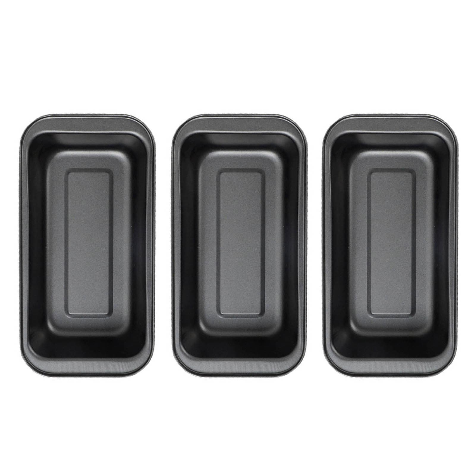 3PCS Cake Bread Baking Mold Rectangular Nonstick Baking Cake Pan Carbon Steel Bread Loaf Pan Black L(for 6.5-9kg)