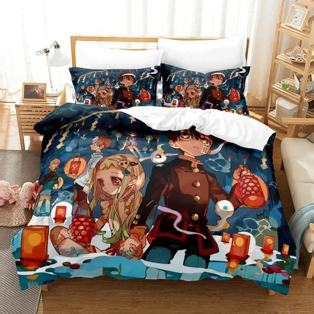 Fashion 3D Printing Anime Toilet-bound Hanako-kun Bedding Set Duvet Cover Sets Comforter Bedding Double Size Adults Kids Gift US Queen 228x228cm