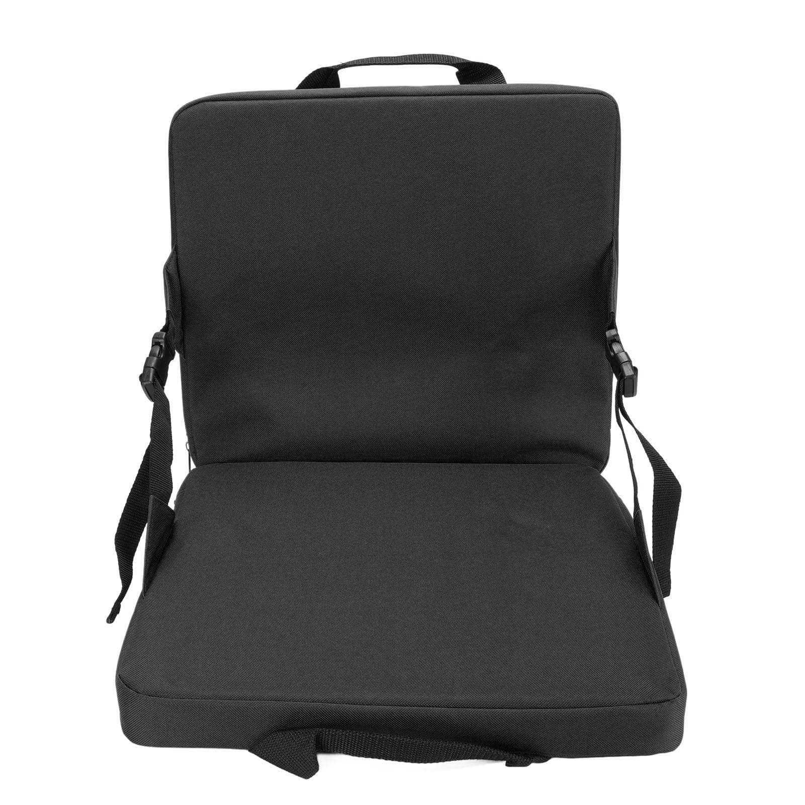 Folding Stadium Seat Cushion with Back Support Portable Handle Bleacher Cushion for Outdoor Black