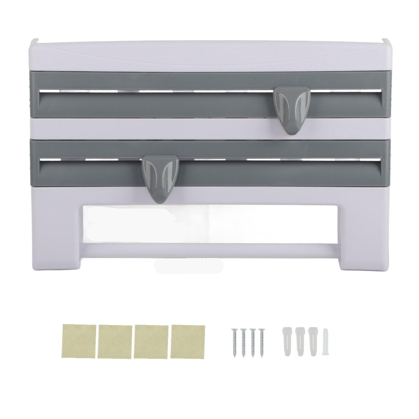 Plastic Wrap Storage Rack Cling Film Dispenser Cutter Paper Towel Holder Kitchen SuppliesGray Blue