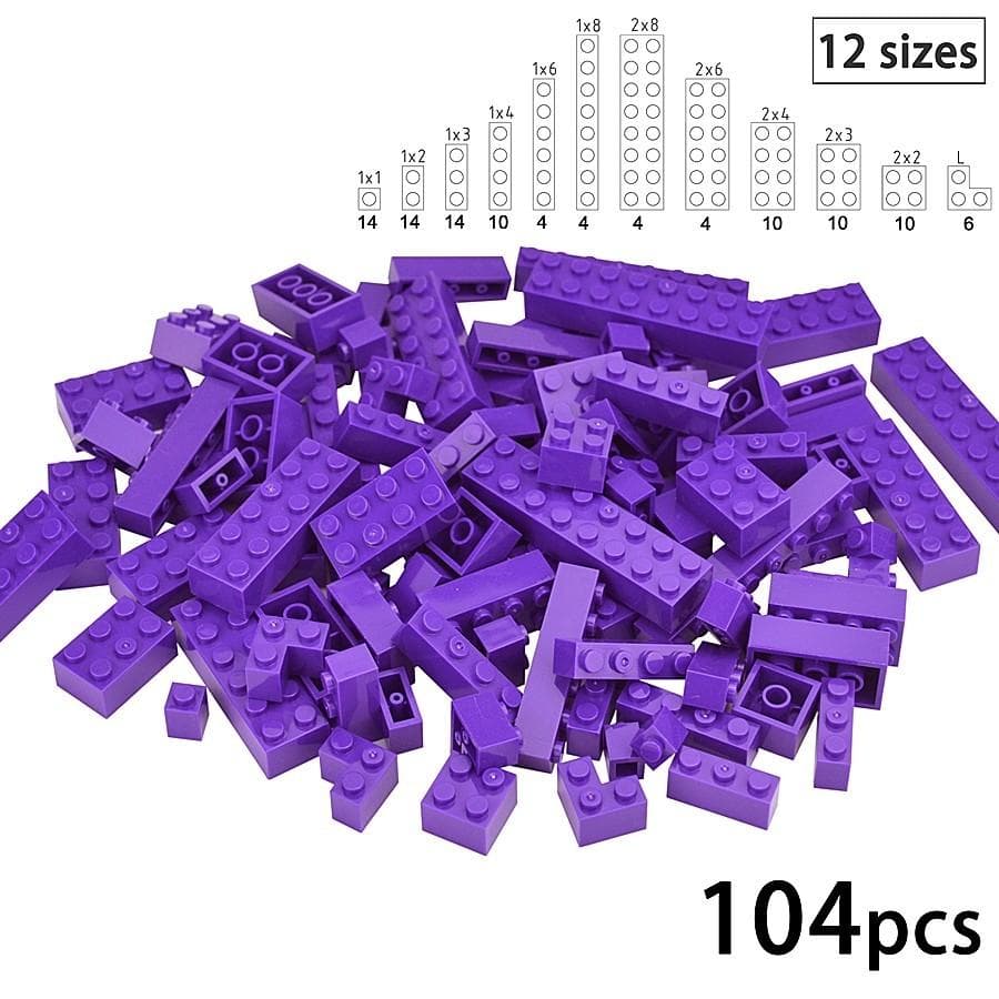 104Pcs Mixed Thick Figure Building Blocks 12 size 16 Colors Compatible Classic Baseplate Leduo Creative Toys For Children purple
