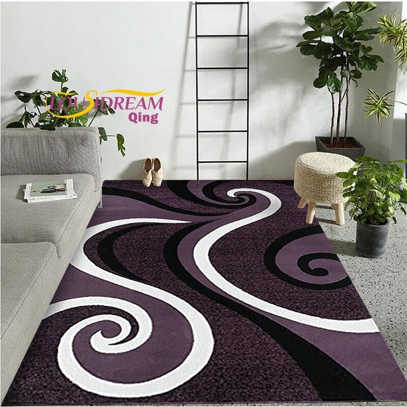 Modern Fashionable Fluffy Soft Rug Red Black Swirl White Area Rug Carpet Modern Abstract carpet 80x120cm