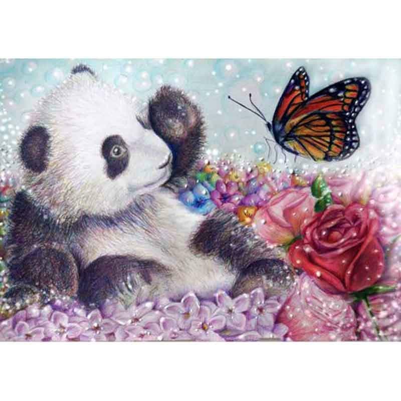 5D DIY Diamond Painting Cute Panda Embroidery Mosaic Cross Stitch Rhinestone Decor 20X30CM