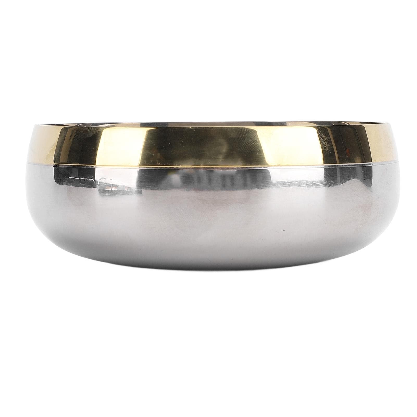 Large Serving Bowl SUS304 Stainless Steel 380ml Gold Rim Decorative Fruit Bowl for Entertaining