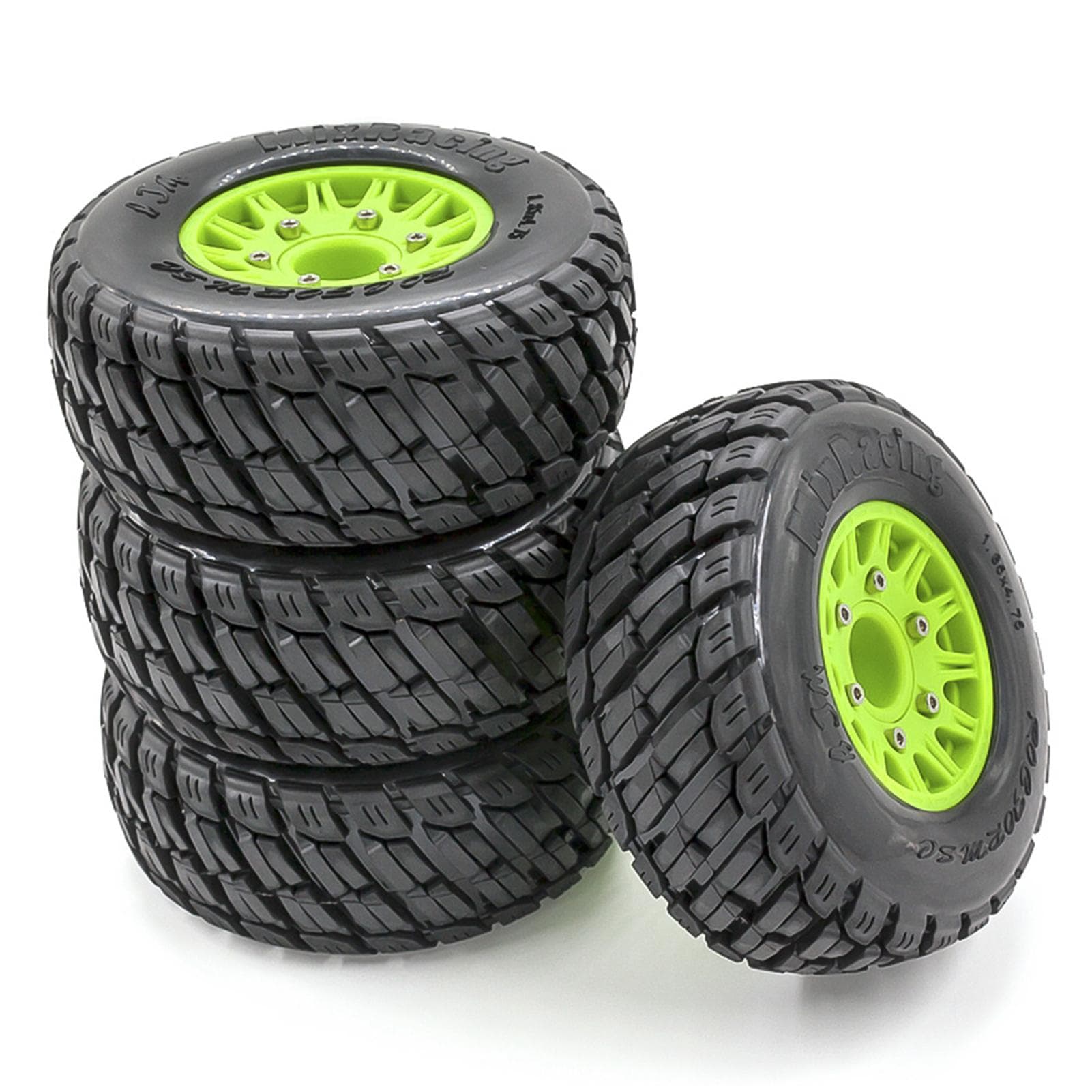 Remote Control Car Tires 4pcs Replacements for 12MM 14MM 17MM ARRMA TRX HSP Tamiya HPI Off-road type 1-green