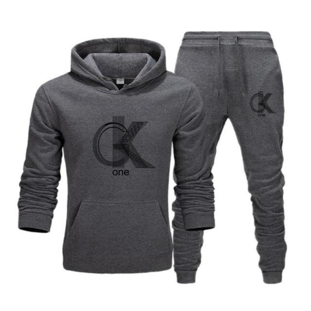 Men's Fashion Printed Hoodie+Pants Set, Casual Sportswear+Sportswear Set L