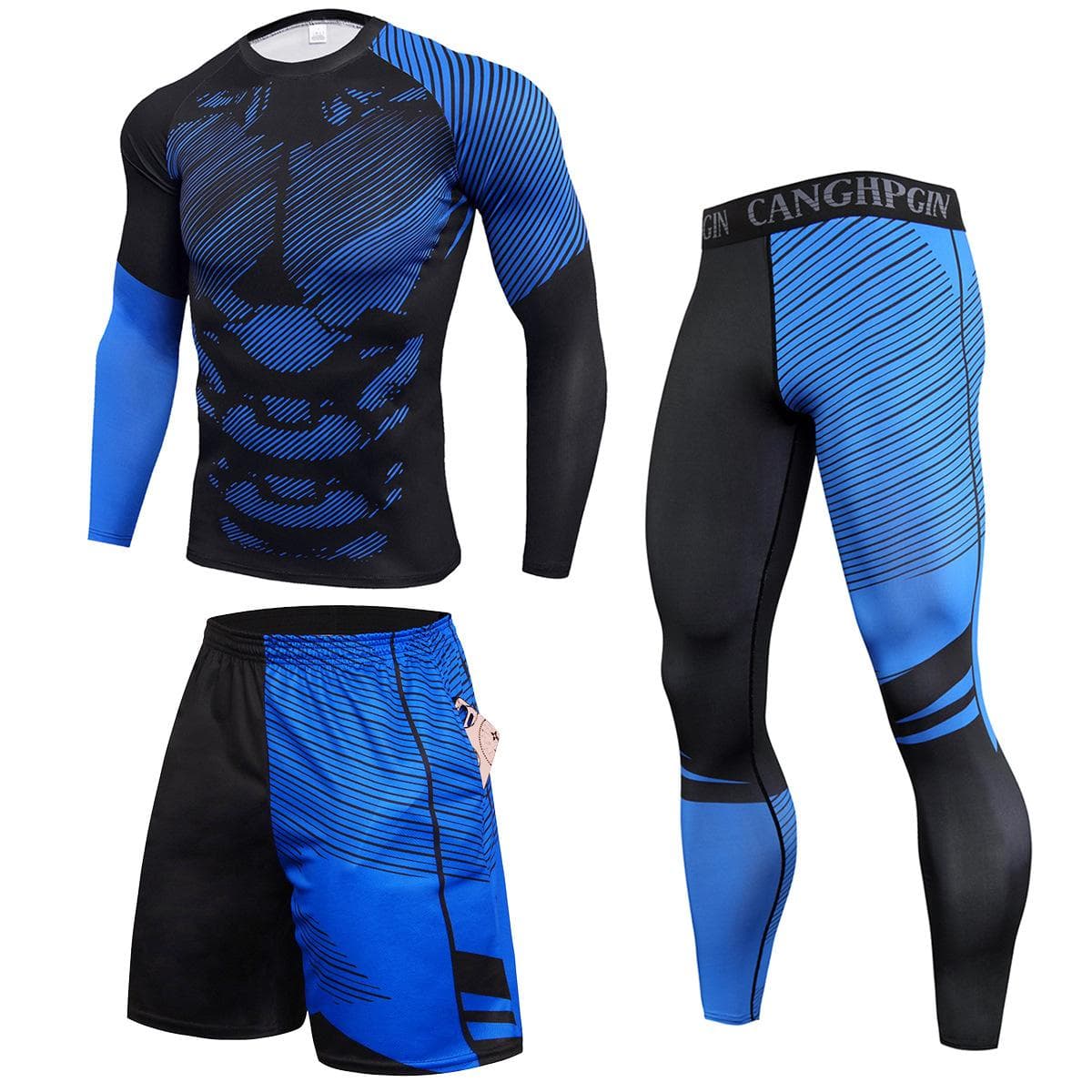 3Pcs Men's Cycling Clothes Fitness Clothes Men's Casual Sportswear Basketball Suits Size S-XXXL XXXL