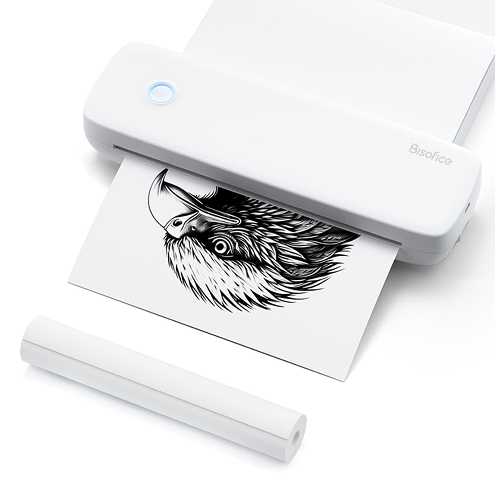 Bisofice A4 Portable Thermal Transfer Printer Wireless&USB Connect Connect with Mobile Computer white