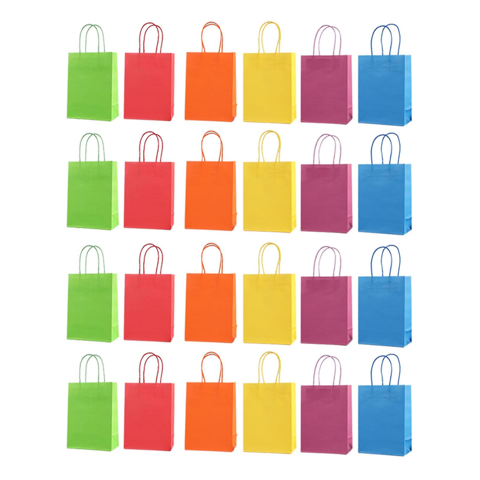 24PCS Color Paper Bags Portable Packaging Gift Bag Accessory for Shopping Birthday Parties