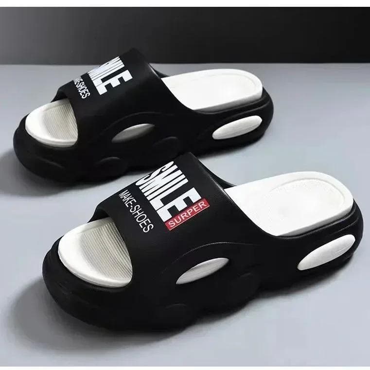 Men Thick Sole Summer Men Slippers Beach Slides Bathroom Anti Slip Slipper Soft Sandals Simplicity Ultra Light Letter Shoes 38