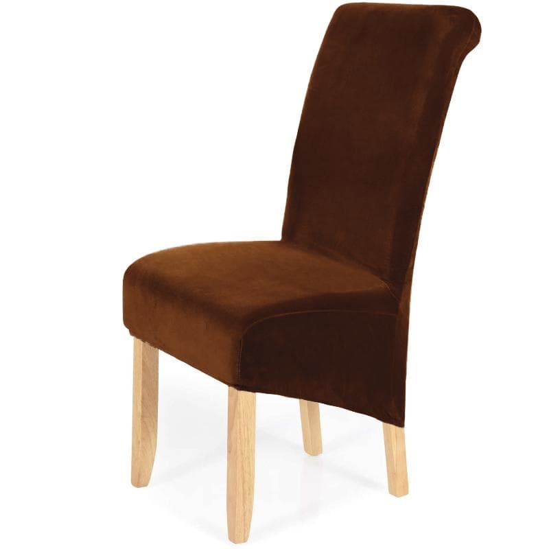 Stretch Velvet Dining Chair Covers Removable Washable Large Soft Dining Chair Slipcovers dark brown