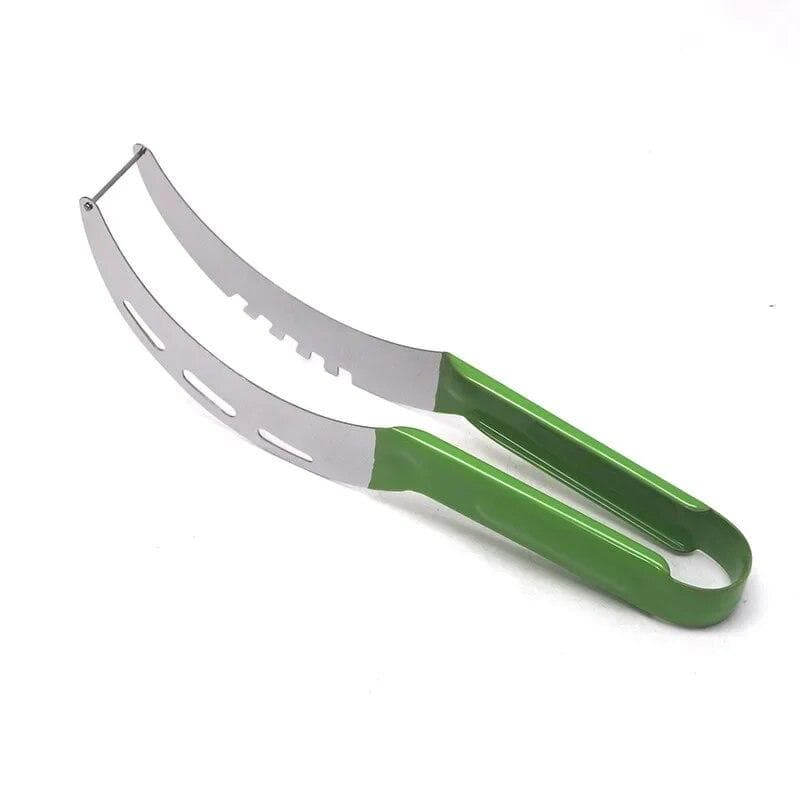 Watermelon Slicer Cutter Stainless Steel Color Non-slip Plastic Wrap Handle Not Hurt Hands Cantaloupe Kitchen Fruit Cutting Tool green