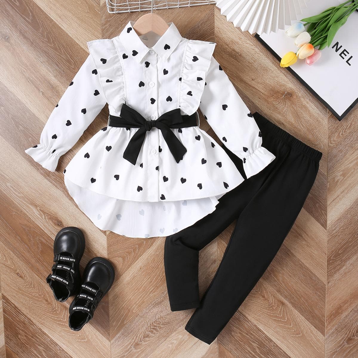 Girls' Fashion Set Summer Children's Casual Long Pants Set 4-5Y white