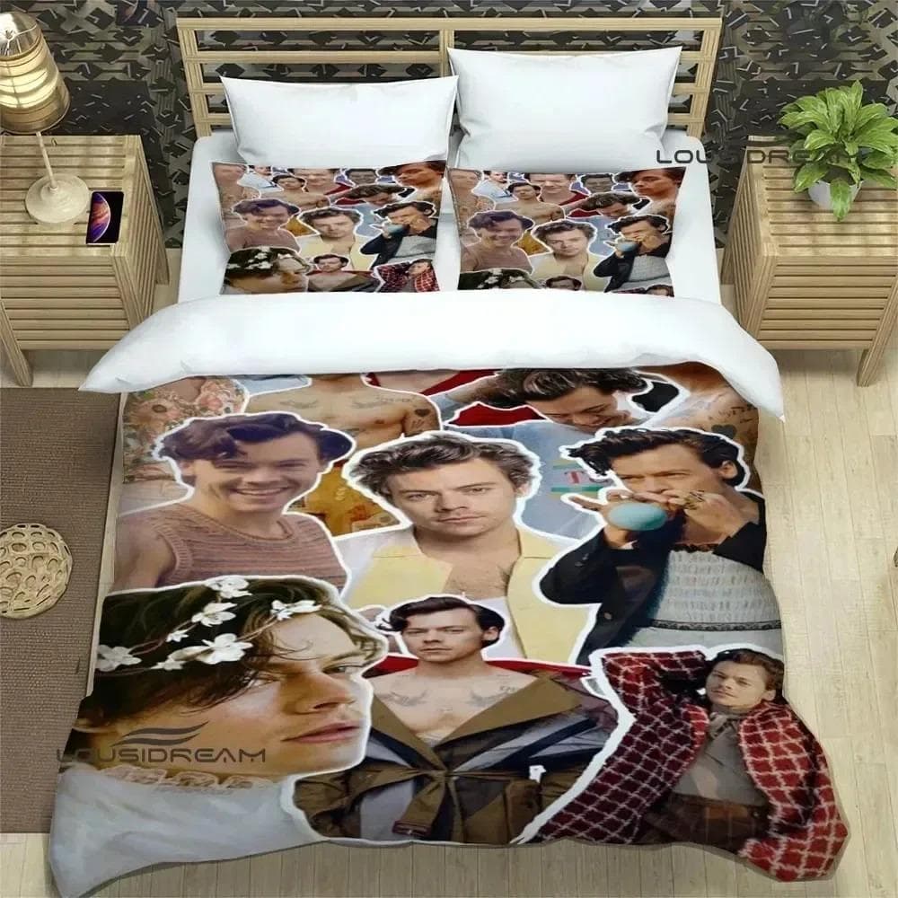 Singer H-Harry-Styles Bedding Sets exquisite bed supplies set duvet cover bed comforter set bedding set luxury birthday gift AU Single 140x210cm