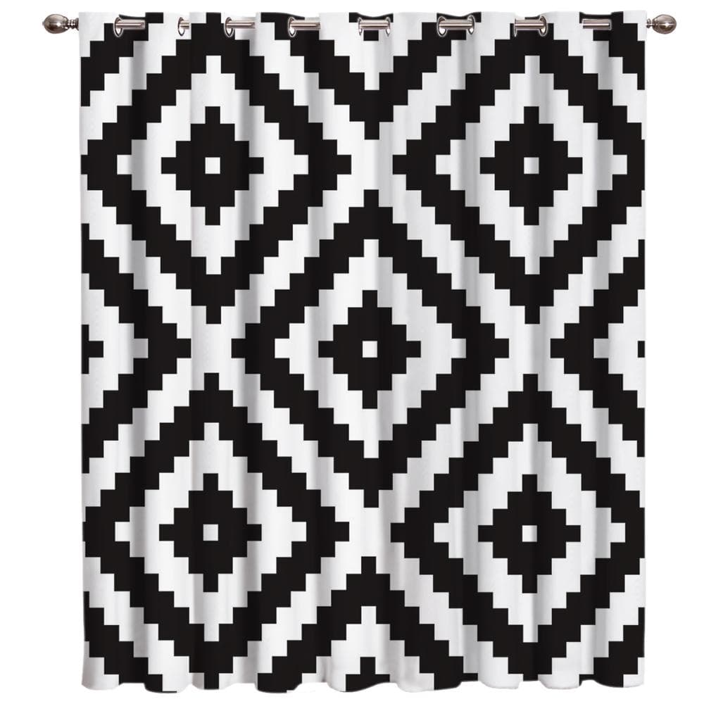 Nordic Ethnic Geometic Window Curtains Curtains for Living Room Decorative Items Living Room 135W x 60H(cm)
