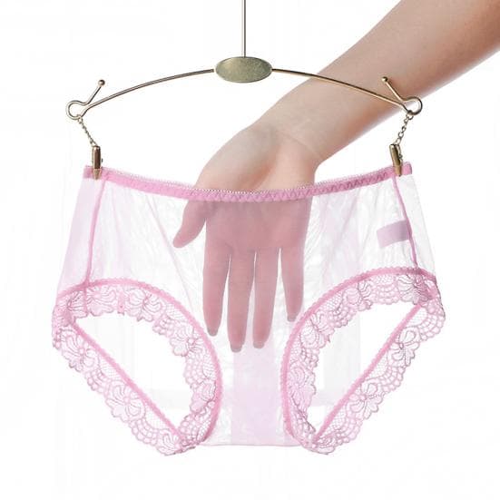 Women Panties Mid Waist Breathable Stretch Soft See-through Floral Lace Sexy Ladies Briefs Underpants Underwear Daily Life 3XL