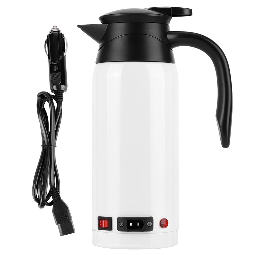 Portable 800ml HighCapacity Electric Heating Kettle with Cigarette Lighter for Car Use 12V24V(White white