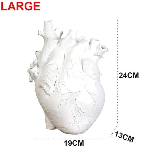Nordic Style Vase Resin Anatomical Heart Shape Flower Vase Home Art Sculpture Desktop Plant Pot For Living Room Bedroom Decor