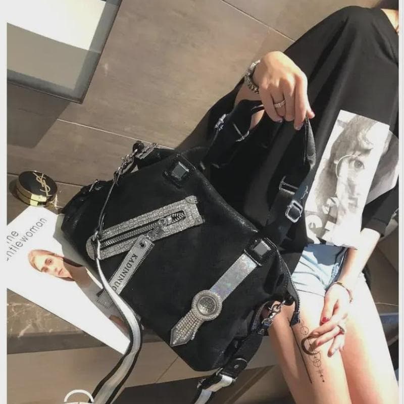 2023 Women's Fashionable Western-Style Diamond Handbag - Versatile Tote, Shoulder, & Messenger Bag black