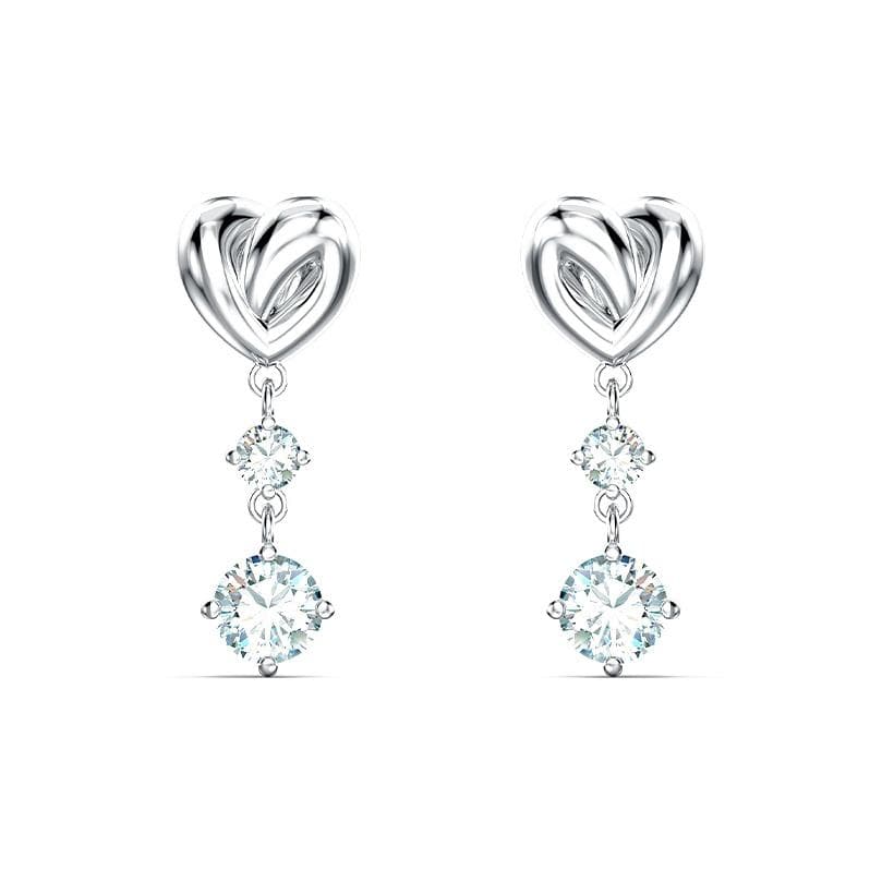Swarovski Lifelong Heart Love Sparkling Romantic Knot Earrings Women earrings White Silver 5517943 Box (Random Color)