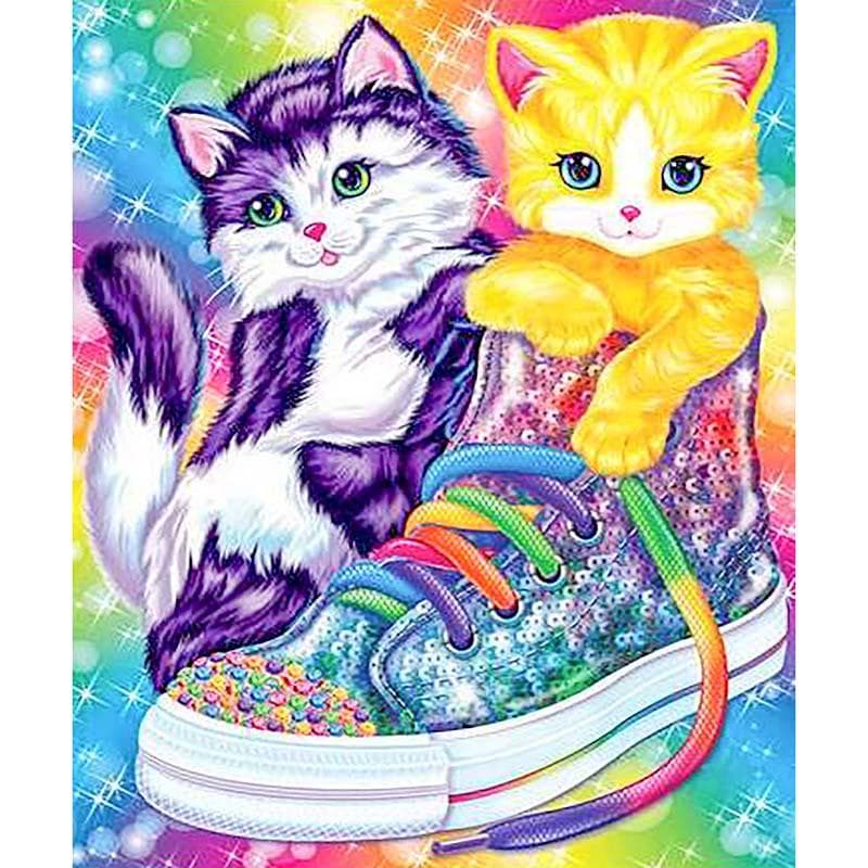 5D Diy Diamond Painting Cartoon Cats Cross Stitch Landscape Diamond Embroidery Home Crafts 20X30CM
