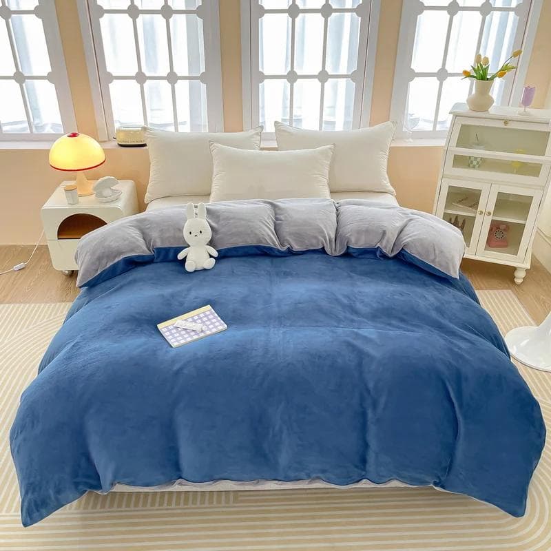 Milk Velvet Duvet Cover Twin Queen 1Pc Ultra Soft Breathable Solid Luxury Flannel Quilt Cover Cozy Winter Solid Comforter Cover 1 Pc 150x200cm Cover