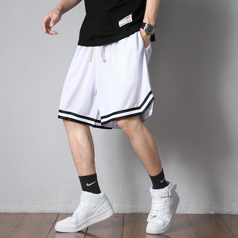 Men's Trendy Quick-Dry Ice Silk Basketball & Beach Shorts S white