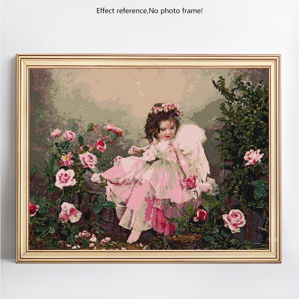 Diamond Painting Portrait Little Girl 5D DIY Full Round Diamond Embroidery Cross Stitch 20X30CM